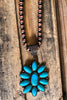 Stunning Copper Flower Necklace - Turquoise