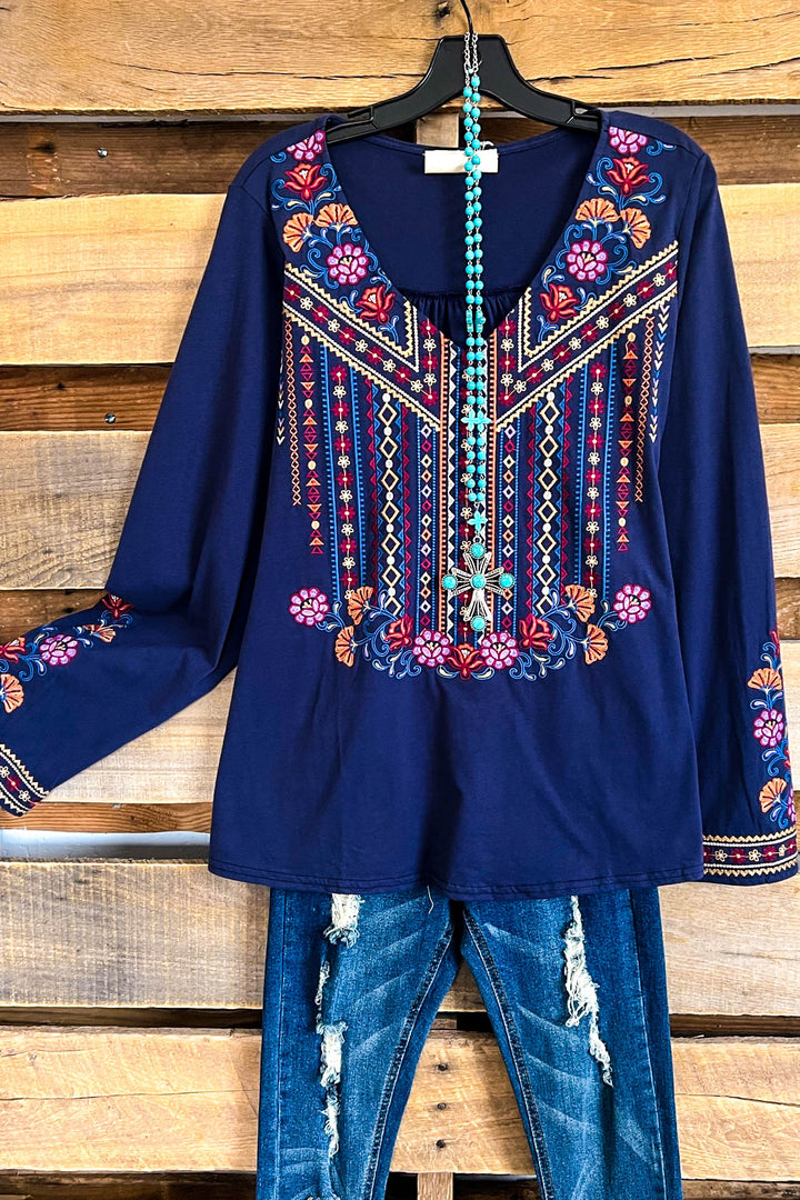 All Your Reasons Top - Midnight Blue - 100% COTTON - SALE