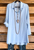 Simply Polished Oversized Tunic - Pale Blue