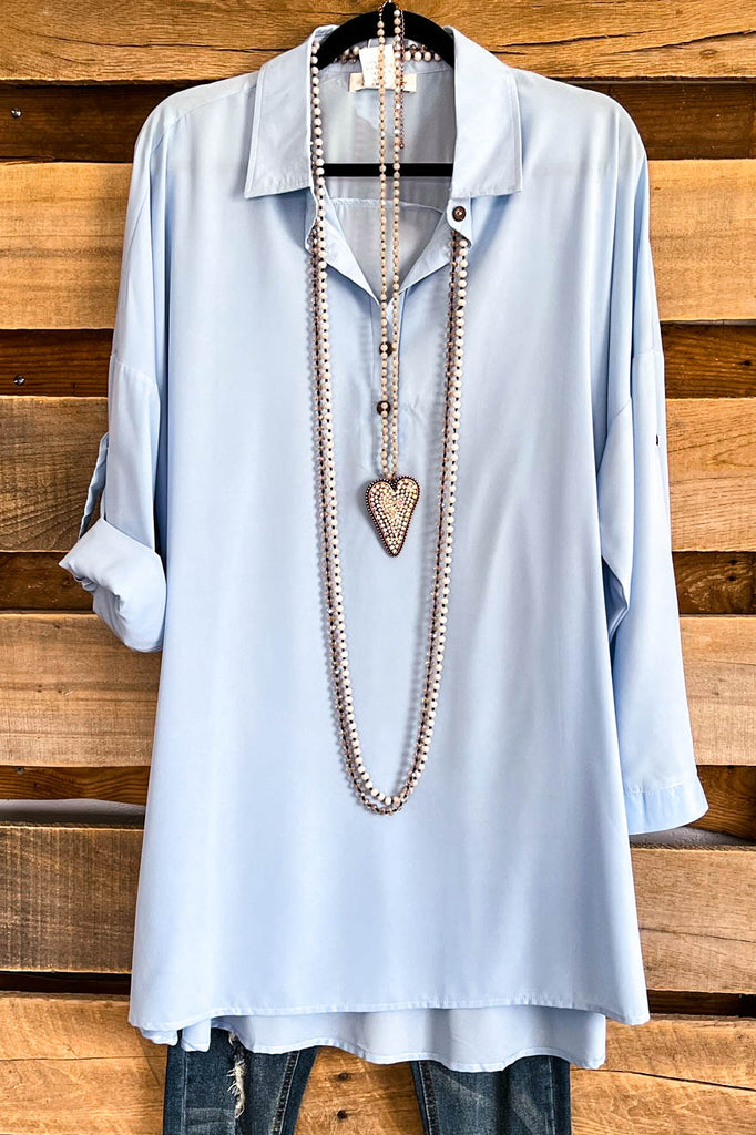 Simply Polished Oversized Tunic - Pale Blue