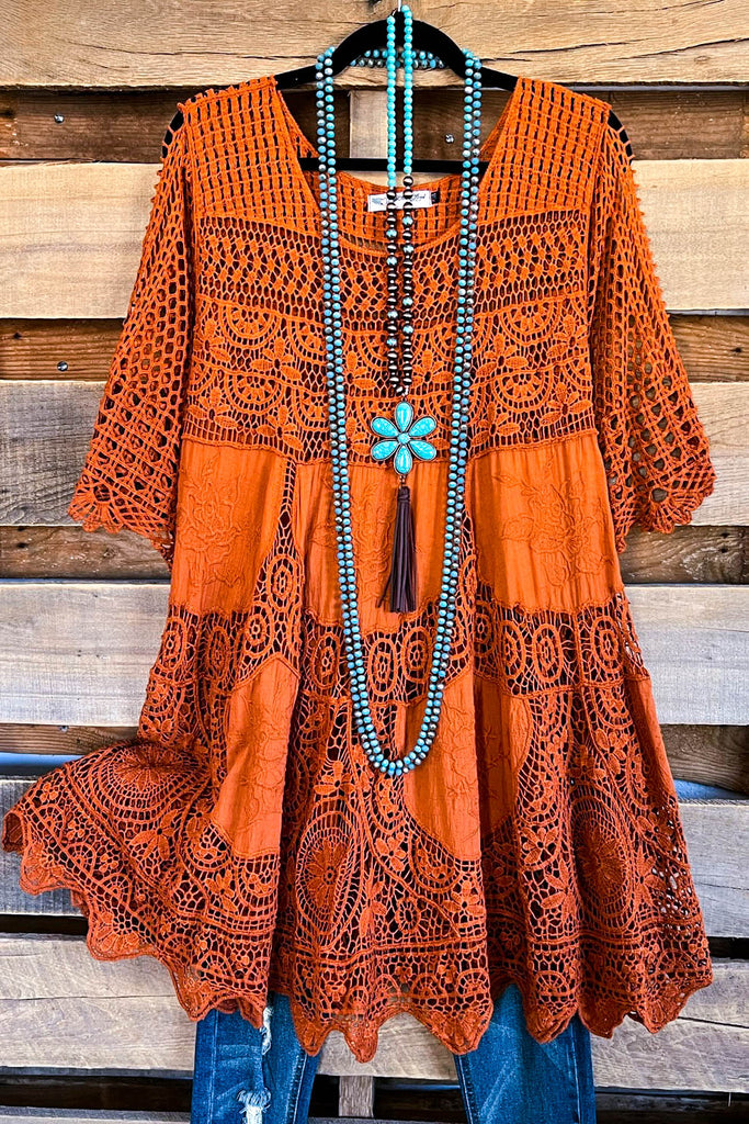 AHB EXCLUSIVE: Delightful Details Top - Rust  - 100% COTTON