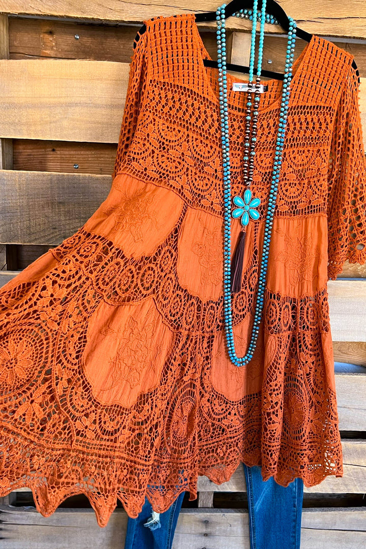 AHB EXCLUSIVE: Delightful Details Top - Rust  - 100% COTTON