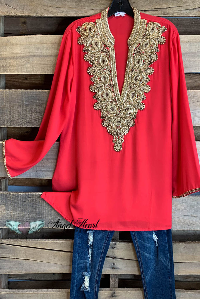 AHB EXCLUSIVE: Arabian Nights Blouse - Coral