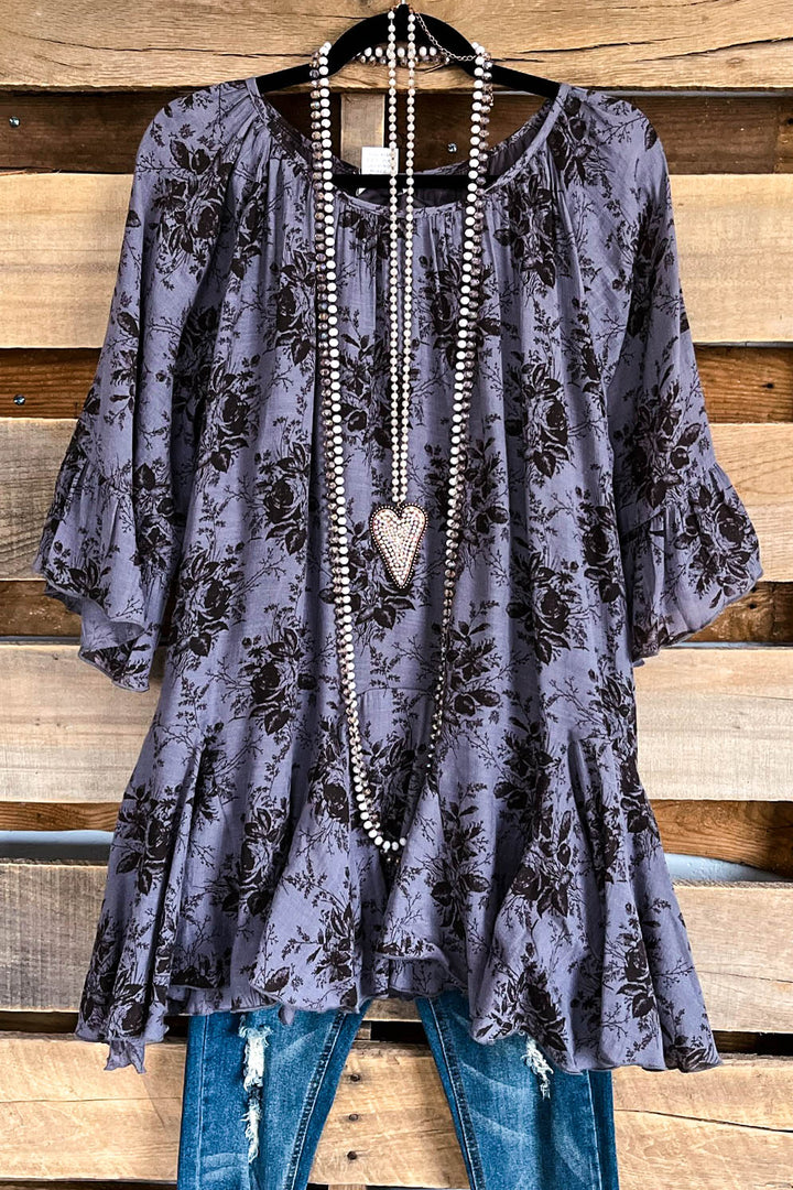 Your Love Awakens Me Tunic - Dark Gray