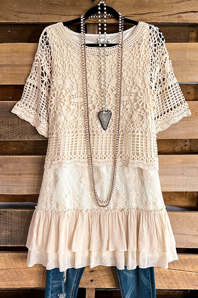 Sunlit Blossom Crochet Top - Beige (Top Part Only - dress sold separately)