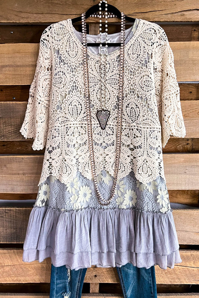 Cathedral Woodlands Crochet Top - Beige (ONLY TOP PART) - 100% COTTON