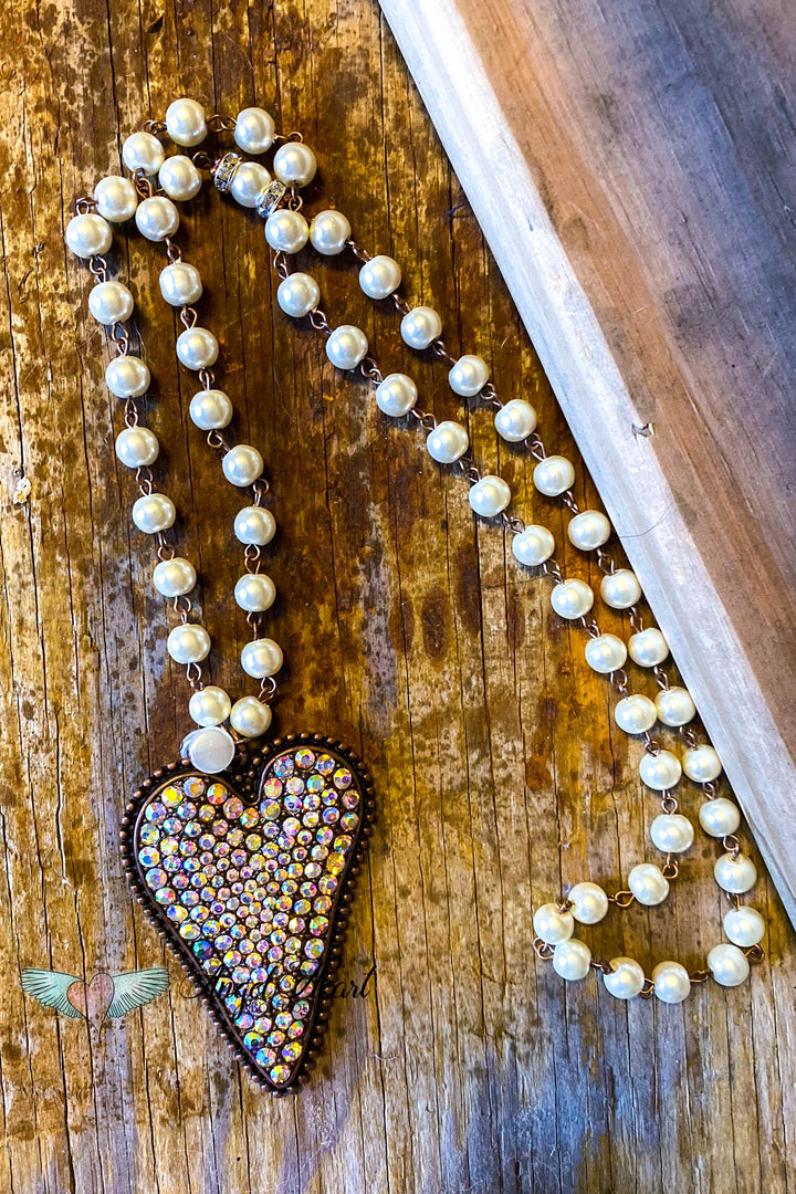 Angel Of Music Necklace - Pearl &amp; Rhinestones