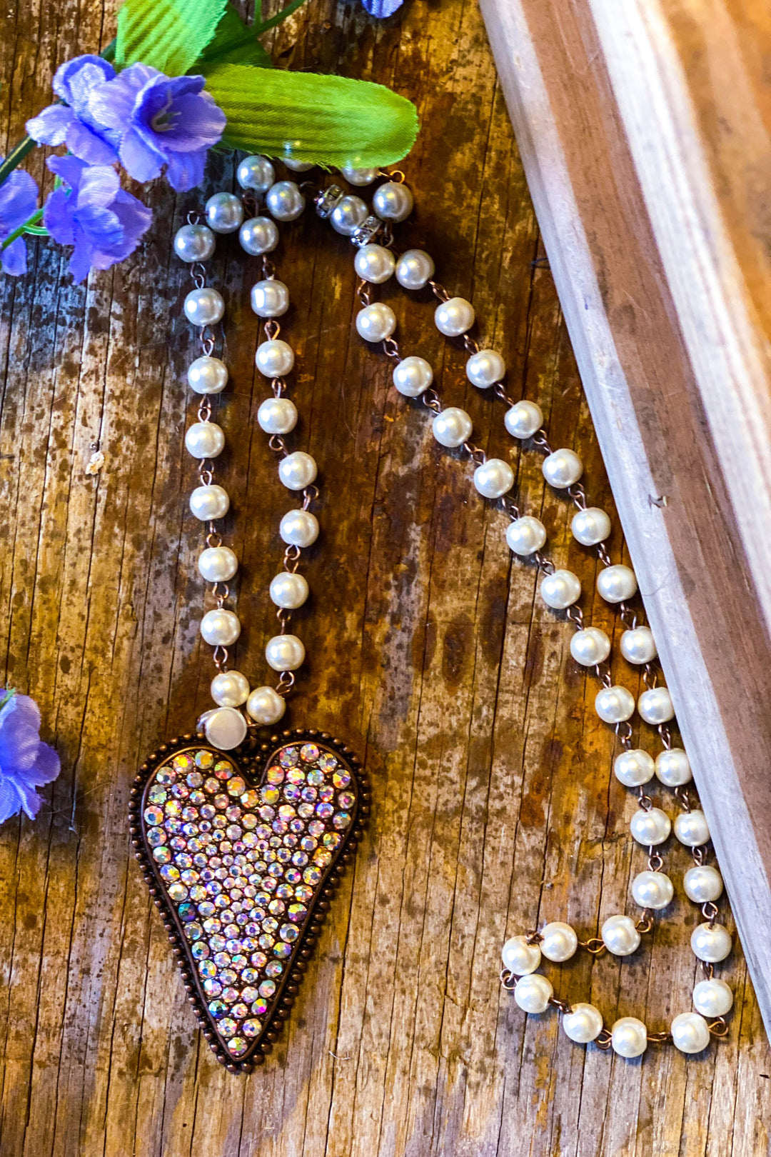 Angel Of Music Necklace - Pearl &amp; Rhinestones