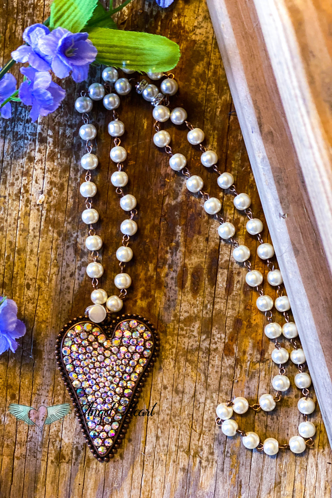 Angel Of Music Necklace - Pearl &amp; Rhinestones