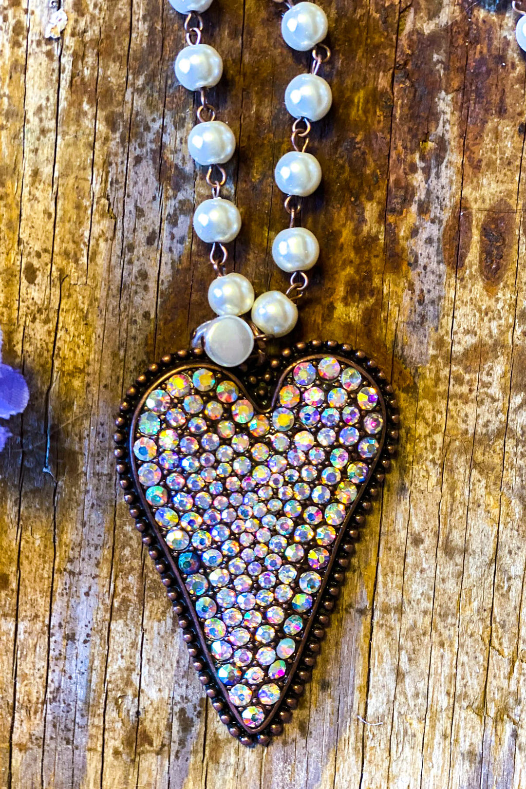 Angel Of Music Necklace - Pearl &amp; Rhinestones