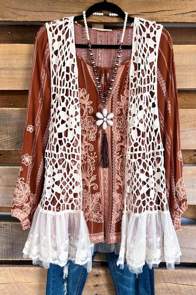 Yes I Will Crochet Vest - Beige - 100% COTTON