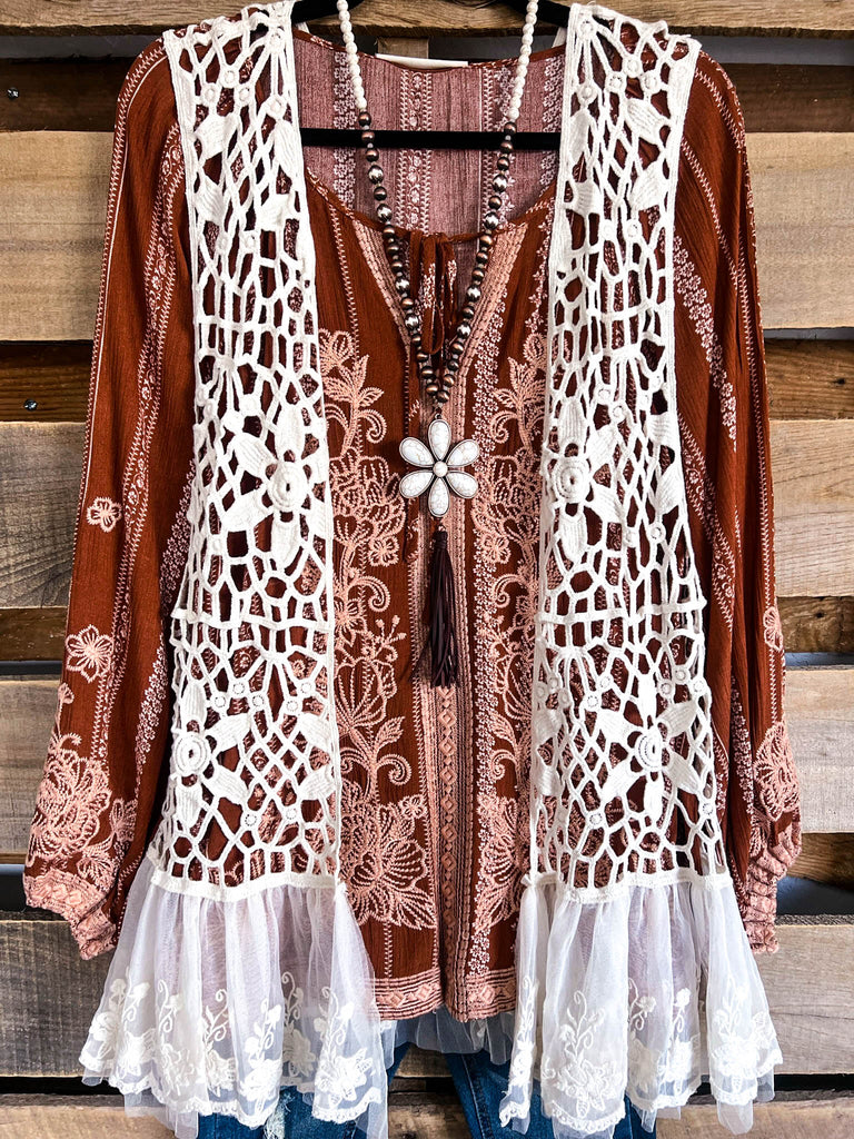 Yes I Will Crochet Vest - Beige - 100% COTTON