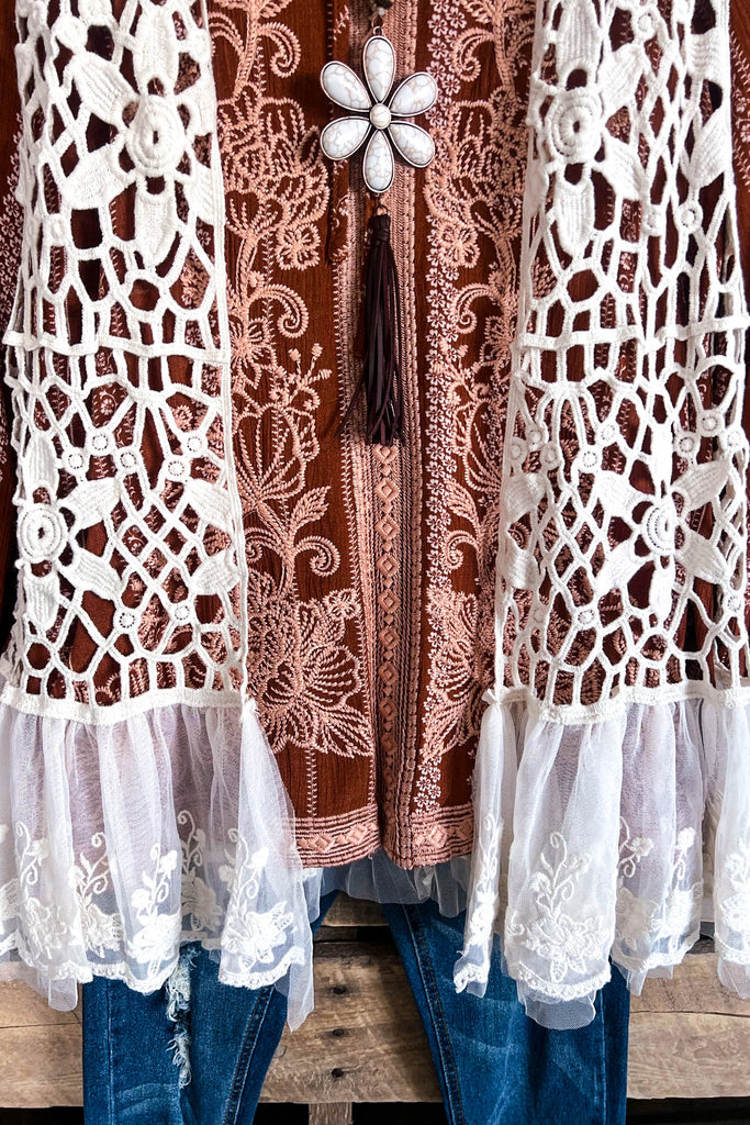 Yes I Will Crochet Vest - Beige - 100% COTTON