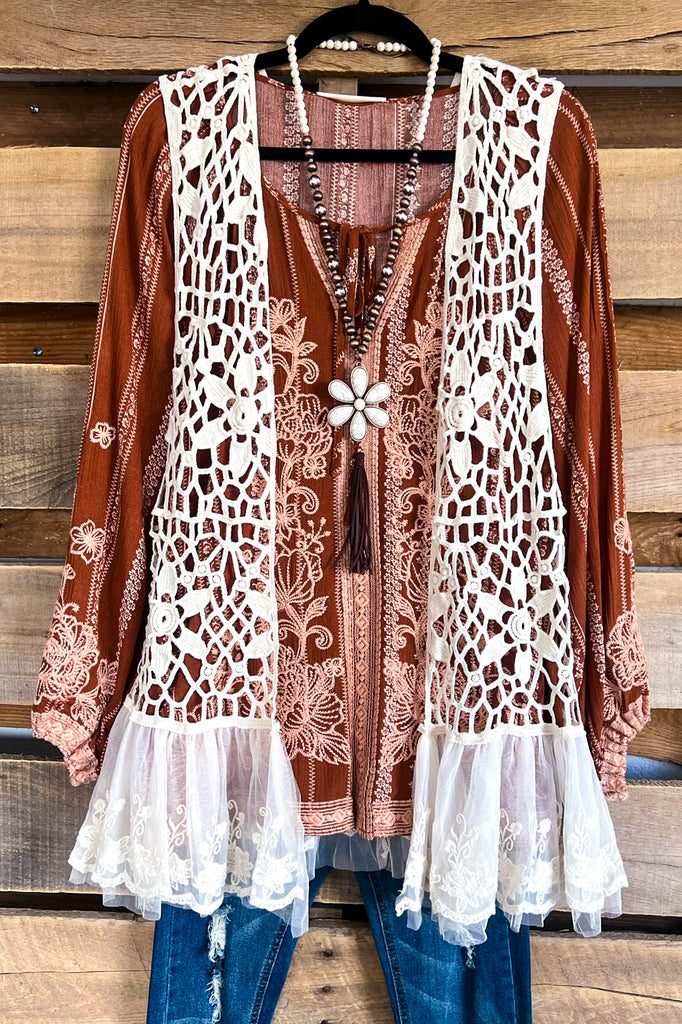 Yes I Will Crochet Vest - Beige - 100% COTTON