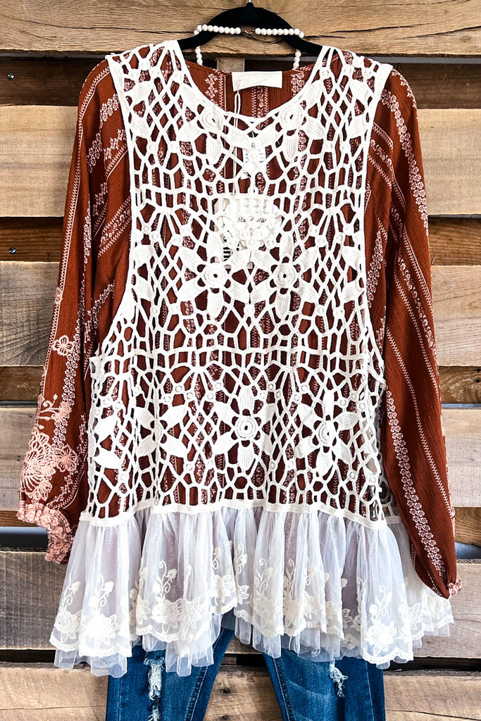 Yes I Will Crochet Vest - Beige - 100% COTTON