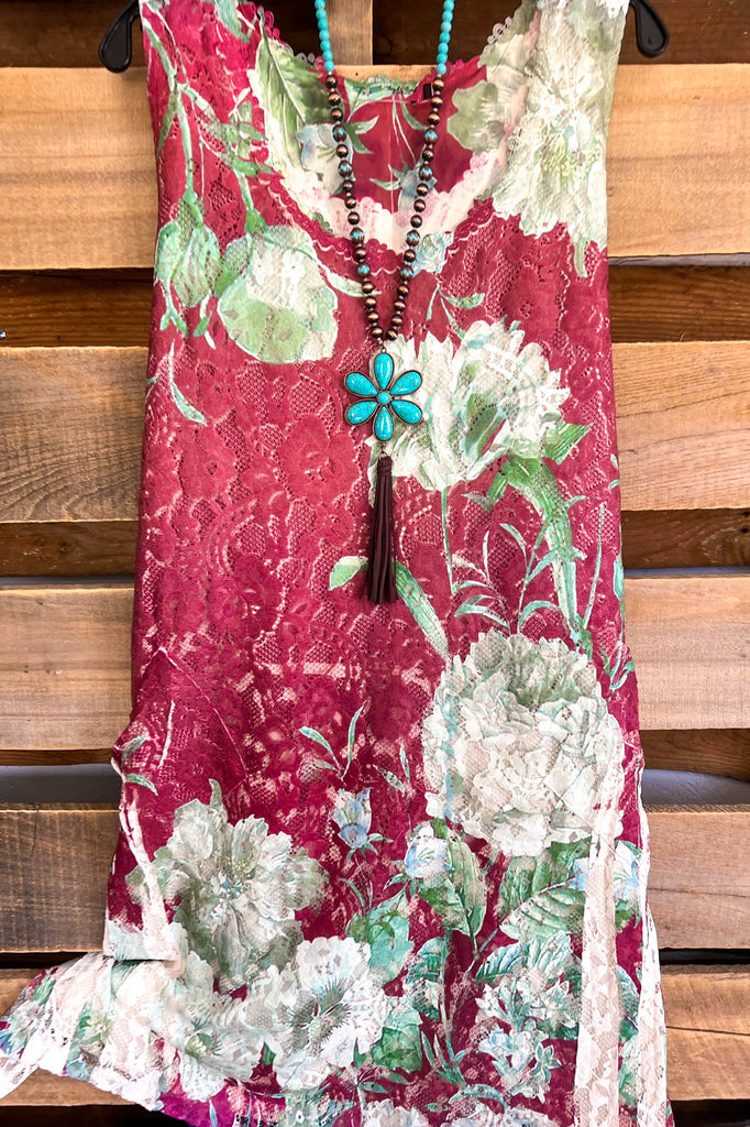 AHB EXCLUSIVE: Best of The Seasons Dress - BG/Wine Fl - SALE