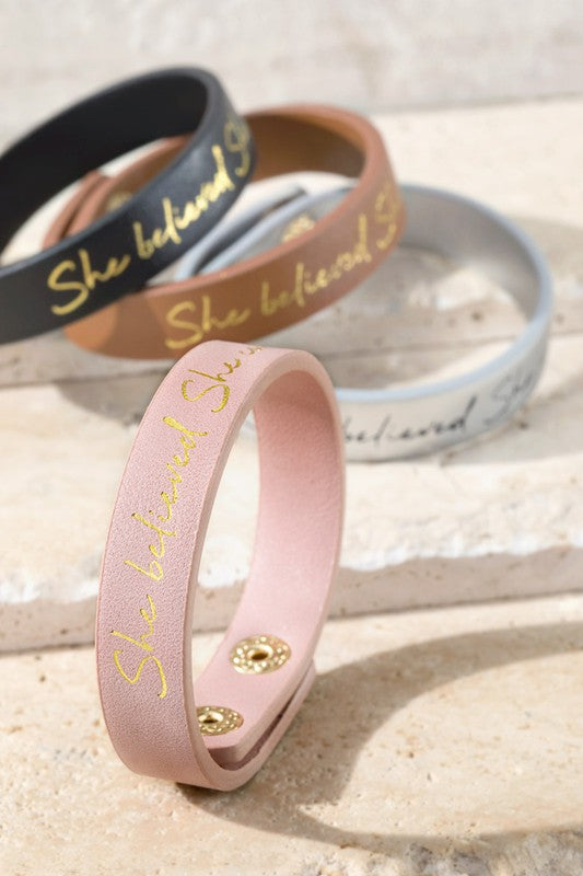 She Believed She Could Bracelet - Leather