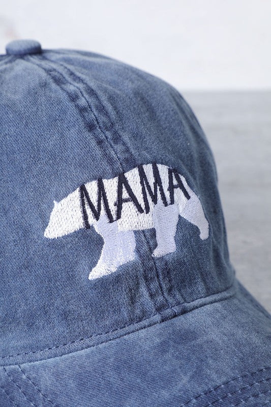 Embroidery Mama Bear Baseball Hat - Navy/White